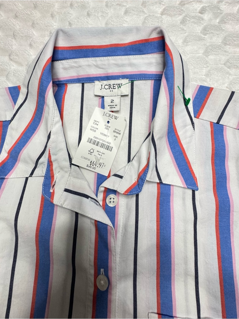 J. Crew Blue and White Striped Short-Sleeve Shirt Dress - Picture 6 of 9